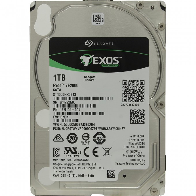 Жесткий диск SEAGATE ENTERPRISE EXOS 2.5" 1.0 TB SATA III 128 MB ST1000NX0313