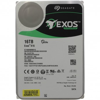 Жесткий диск SEAGATE EXOS X16 512E ORIGINAL SATA-III 16TB SERVER (7200RPM) 256MB 3.5"