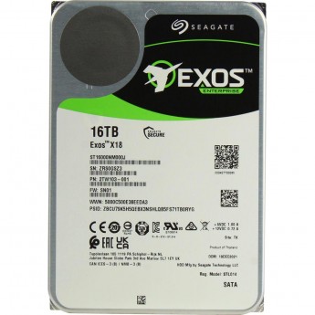 Жесткий диск SEAGATE SATA-III 16Tb EXOS X18 512E (7200rpm) 256Mb 3.5"