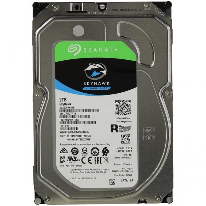 Жесткий диск SEAGATE SATA-III 2Tb SURVEILLANCE SKYHAWK (5400rpm) 256Mb 3.5" ST2000VX015