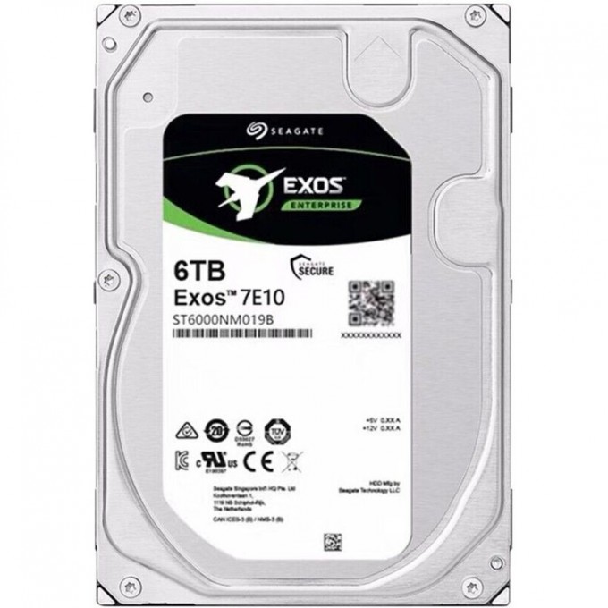 Жесткий диск SEAGATE SATA-III 6TB EXOS 7E10 (7200RPM) 256MB 3.5" ST6000NM019B