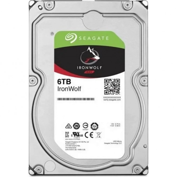 Жесткий диск SEAGATE SATA-III 6Tb NAS IRONWOLF (5400RPM) 256MB 3.5" ST6000VN001