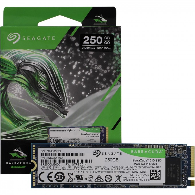 Накопитель SSD SEAGATE 510 M.2 2280 250 ГБ PCI-E 3X4 NVME NAND 3D TLC ZP250CM3A001